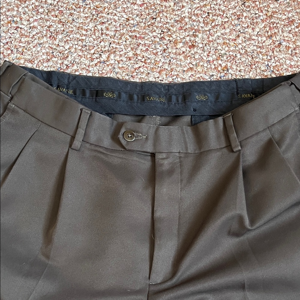 Savane Men's Pleated Dress Pants - Brown